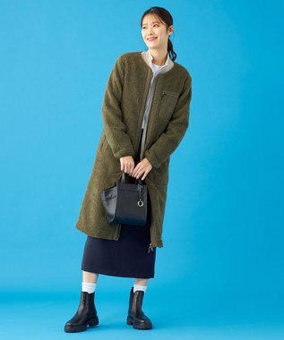 SHARE PARK LADIES 【LADIES】ボアフリースロングカーディガン オリーブ