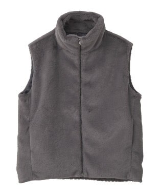 Green Parks スタンドカラーＺＩＰファーベスト Charcoal Gray