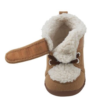 MIKI HOUSE HOT BISCUITS 【11.5-13.5cm】 顔ドン あったかボア付き ファーストシューズ ベージュ