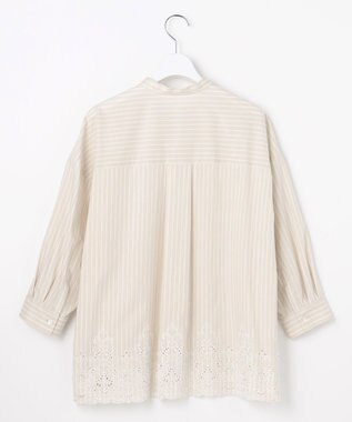 自由区 L エンブロイダリーブロードバンドカラー ブラウス フラックス×オフ