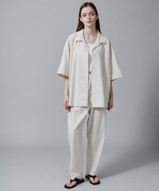 WEGO 【ユニセックス着用アイテム/手洗い可/SETUP可/ウエストゴム】リネンレーヨンイージーパンツ オフホワイト