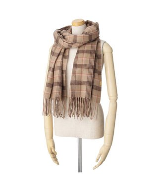 MOONBAT WEB限定【洗える】ミエル (miel) カシミヤ100％ チェックストール ブラウン