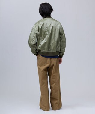 J.PRESS MEN 【J.PRESS ORIGINALS】Bleach Viscose Cotton Satin Flight Jacket / Japan Made ダークグリーン系