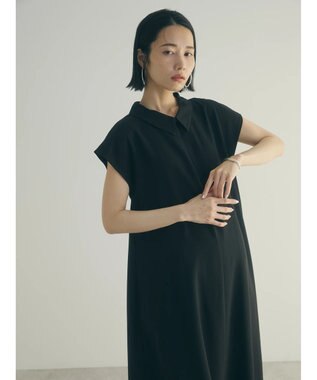 Green Parks armonia.襟付きフレアワンピース Black