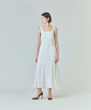 GRACE CONTINENTAL リネンタッチロングドレス ホワイト