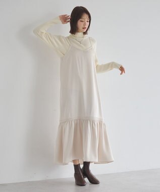 earth music&ecology アソートサテンキャミワンピース エクリュ