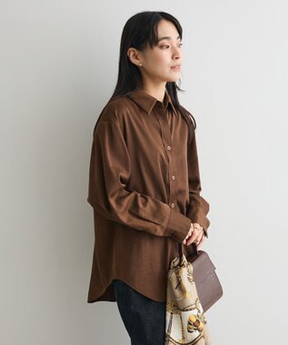 CRAFT STANDARD BOUTIQUE オーバーサイズサテンシャツ Brown