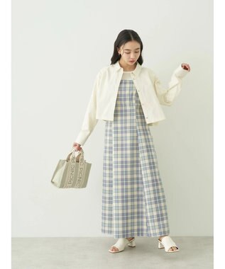 earth music&ecology ＣＨＥＣＫハイウエストフレアジャンスカ Check Blue