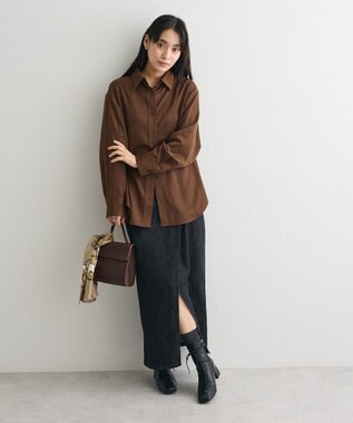 CRAFT STANDARD BOUTIQUE オーバーサイズサテンシャツ Brown