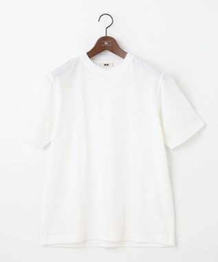 JOSEPH ABBOUD 【吸水速乾】リーフ柄ジャガード クルーネック Tシャツ ホワイト系