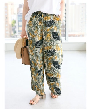 CRAFT STANDARD BOUTIQUE レーヨン柄プリントワイドパンツ Green