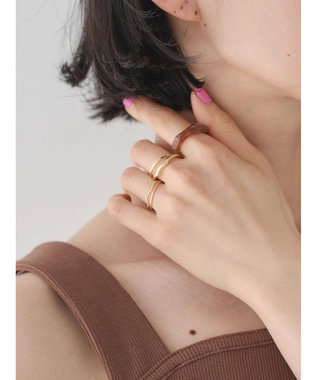 AMERICAN HOLIC ５ＳＥＴ　アクリル×メタルリング Brown