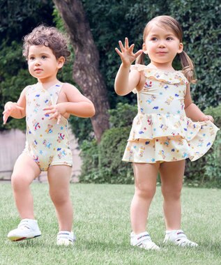 MIKI HOUSE HOT BISCUITS 【ミキハウス】【80-110cm】ミキハウスベア ワンピース水着 黄