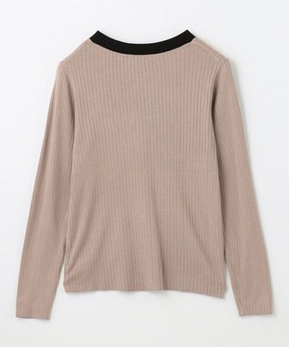 ANY 【洗える】Vネック リブニット ブラウン系1