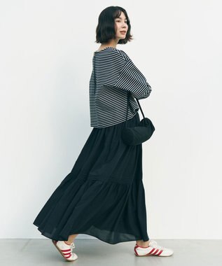 UNFILO エアリー ギャザースカート ブラック