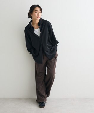 CRAFT STANDARD BOUTIQUE オーバーサイズサテンシャツ Black