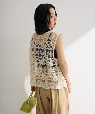Green Parks レース刺繍ベスト Ivory