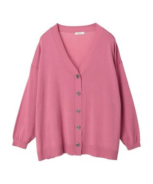 earth music&ecology サイドスリットルーズＶネックカーディガン Pink