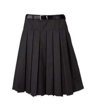 WEGO ベルト付プリーツミドルスカート 杢グレー