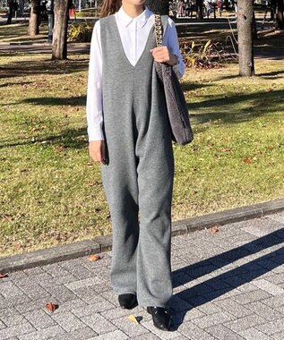 Green Parks ニットサロペット Gray Mixture