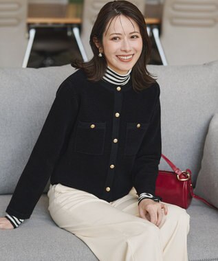 23区 【洗える】ベロアニット カーディガン