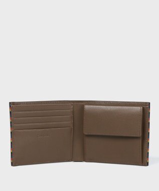 Paul Smith ブライトストライプトリム 2つ折り財布 ブラウン