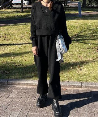 Green Parks ニットサロペット Black