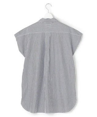 J.PRESS YORK STREET 【WOMEN】キャップスリーブ ストライプブラウス ブラック系1