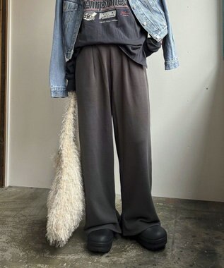 Green Parks タック入り裏起毛スウェットパンツ Charcoal Gray