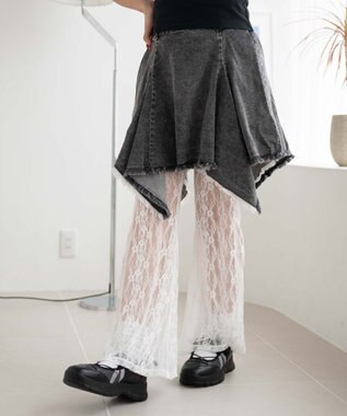 WEGO 【ウエストゴム】イレヘムデニムミニスカート デニムブラックソノタ