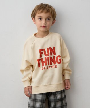 ANY KIDS ロゴプリント トレーナー アイボリー