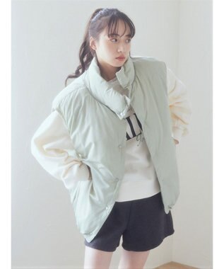 earth music&ecology パファーベスト Light Green