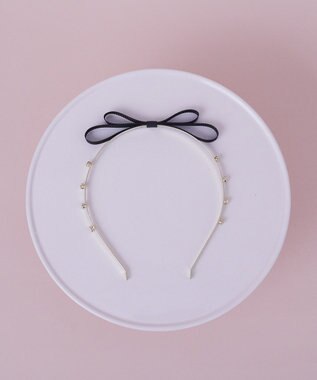 Maison de FLEUR グログランリボンメタルビジューカチューシャ