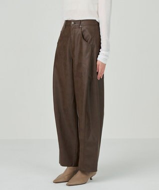 GRACE CONTINENTAL クラッシュレザーエッグパンツ ブラウン