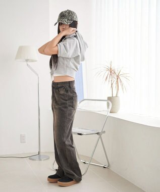 WEGO 半袖ショートパーカー 杢グレー