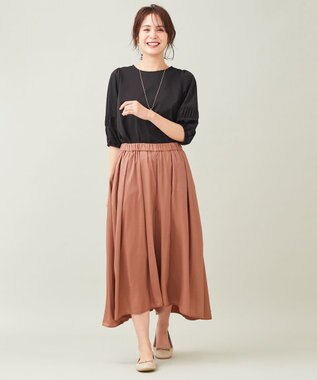 ANY 【ウエストゴム】ダルサテン スカーチョ コーラル