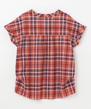 ANY 【洗える】イージーケアチェック ブラウス オレンジチェック