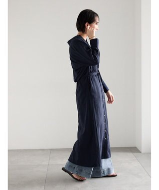 Te chichi レーヨンリネン共ベルトシャツワンピース ネイビー