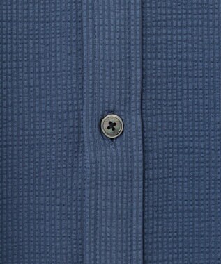 JOSEPH HOMME コンパクトサッカージャージー　レギュラーカラー半袖シャツ ダルブルー系