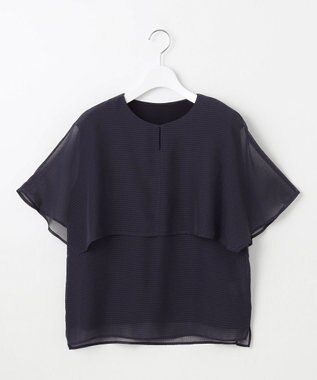 J.PRESS LADIES 【洗える】シアーサッカーチェック カットソー ネイビー系