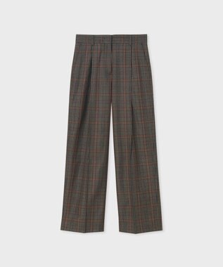 Paul Smith クラシックガンクラブチェック ワイドタックパンツ ブラウン