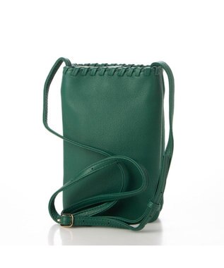 UNBILLION perche 牛革ソフト3層かがりショルダーバッグ グリーン