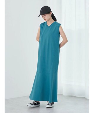 earth music&ecology Ｖネックマーメイドラインワンピース Blue