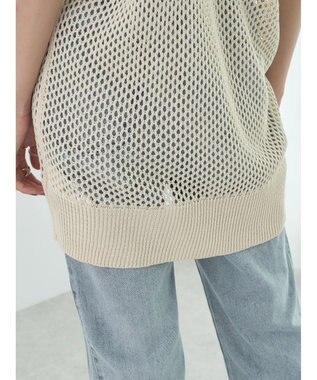 earth music&ecology Ｖネックメッシュベスト Ivory