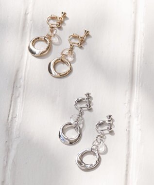 ANY SIS 【美人百花7月号掲載】トリプルリング イヤリング ライトゴールド