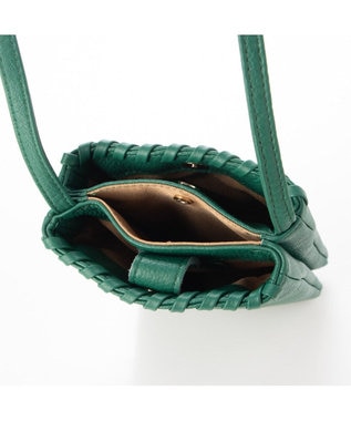 UNBILLION perche 牛革ソフト3層かがりショルダーバッグ グリーン