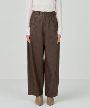 GRACE CONTINENTAL クラッシュレザーエッグパンツ ブラウン