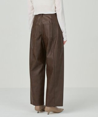 GRACE CONTINENTAL クラッシュレザーエッグパンツ ブラウン