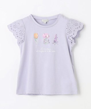 ANY KIDS フラワー スパンコール Tシャツ サックスブルー