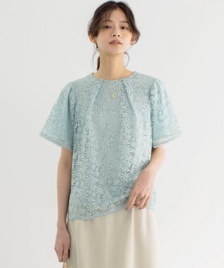 組曲 フラワーレース ブラウス ミント系